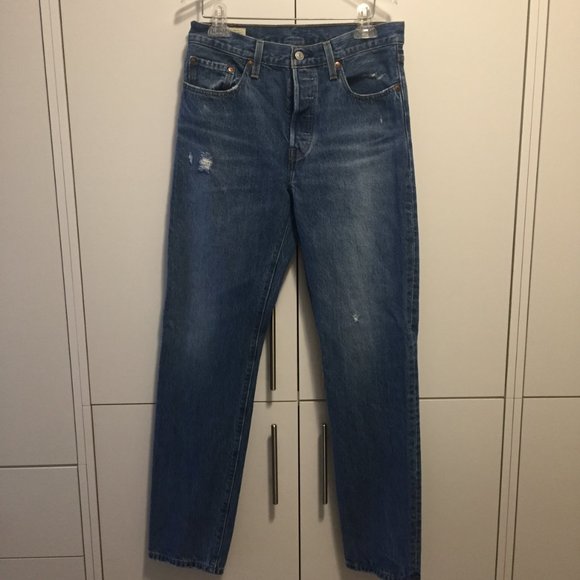 LEVIS 501 Org Fit Wom Jeans W28 L32 Athens Dark Wash - Picture 3 of 15